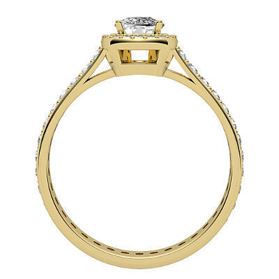 Vittoria Cushion Solitaire halo Full diamond band 4 Prongs