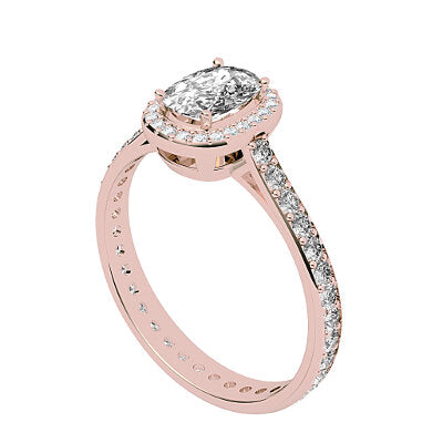 Vittoria Cushion Solitaire halo Full diamond band 4 Prongs
