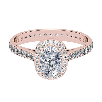 Vittoria Cushion Solitaire halo Full diamond band 4 Prongs
