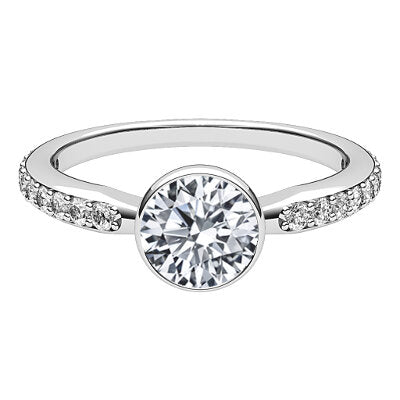 Simple Flat Round Solitaire Half diamond band