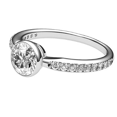 Simple Flat Round Solitaire Half diamond band