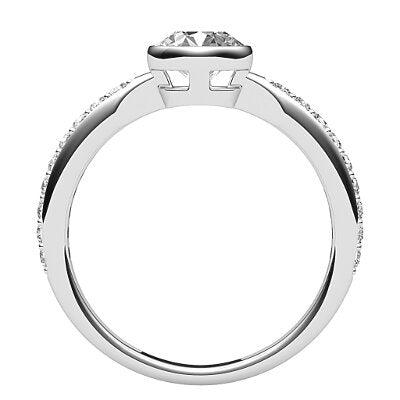 Simple Flat Round Solitaire Half diamond band
