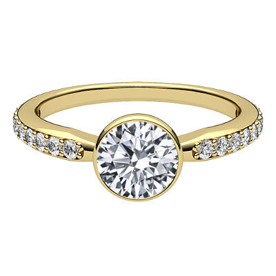 Simple Flat Round Solitaire Half diamond band