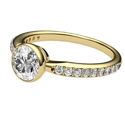 Simple Flat Round Solitaire Half diamond band
