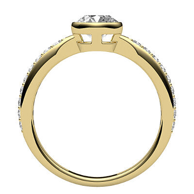 Simple Flat Round Solitaire Half diamond band