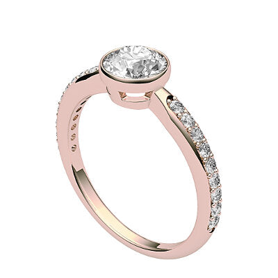Simple Flat Round Solitaire Half diamond band