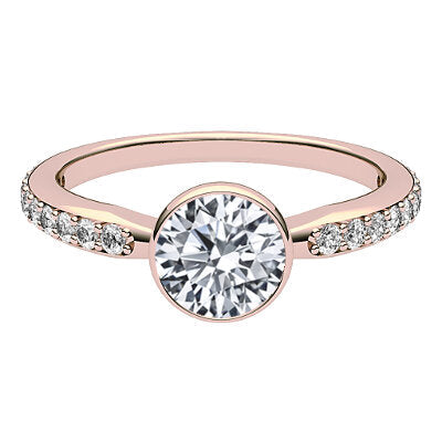Simple Flat Round Solitaire Half diamond band