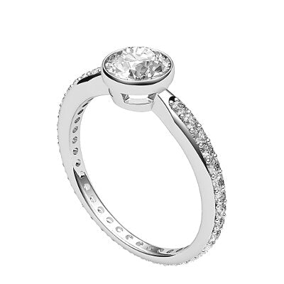 Simple Flat Round Solitaire Full diamond band