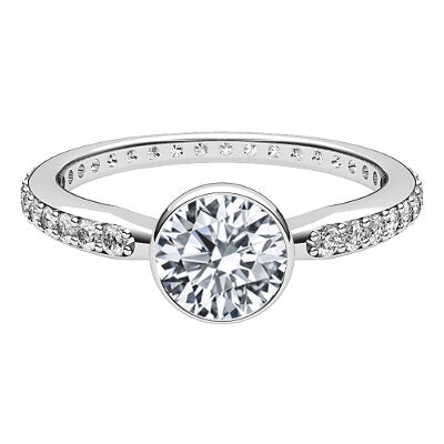 Simple Flat Round Solitaire Full diamond band