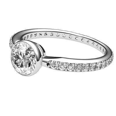 Simple Flat Round Solitaire Full diamond band