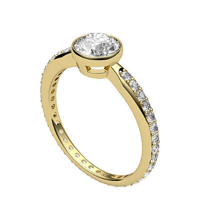 Simple Flat Round Solitaire Full diamond band