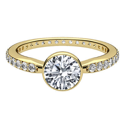 Simple Flat Round Solitaire Full diamond band