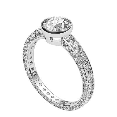 Simple Flat Round Solitaire Full coverage diamond band