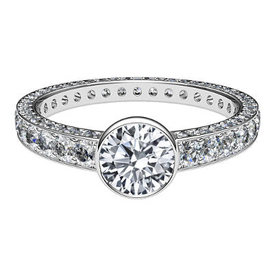 Simple Flat Round Solitaire Full coverage diamond band