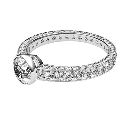Simple Flat Round Solitaire Full coverage diamond band