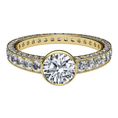 Simple Flat Round Solitaire Full coverage diamond band