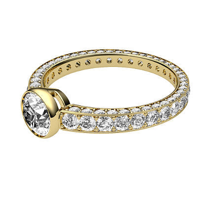 Simple Flat Round Solitaire Full coverage diamond band