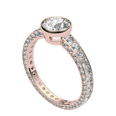 Simple Flat Round Solitaire Full coverage diamond band