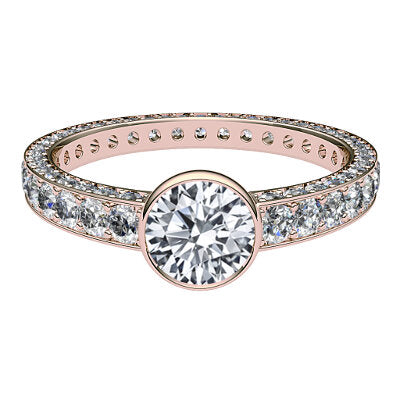 Simple Flat Round Solitaire Full coverage diamond band