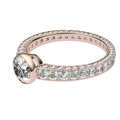 Simple Flat Round Solitaire Full coverage diamond band