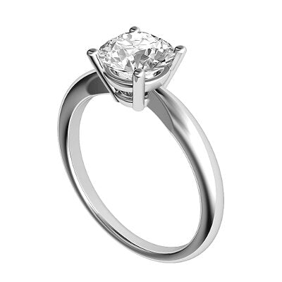 Simple Flat Round Solitaire Classic band 4 Prongs