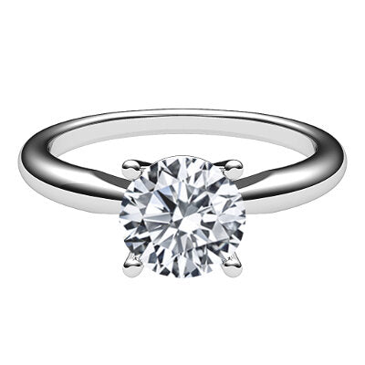 Simple Flat Round Solitaire Classic band 4 Prongs