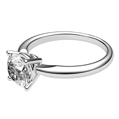 Simple Flat Round Solitaire Classic band 4 Prongs