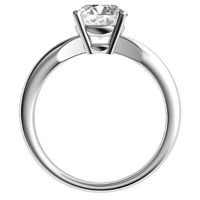 Simple Flat Round Solitaire Classic band 4 Prongs
