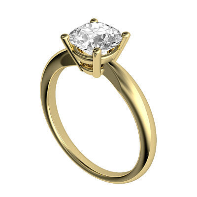Simple Flat Round Solitaire Classic band 4 Prongs