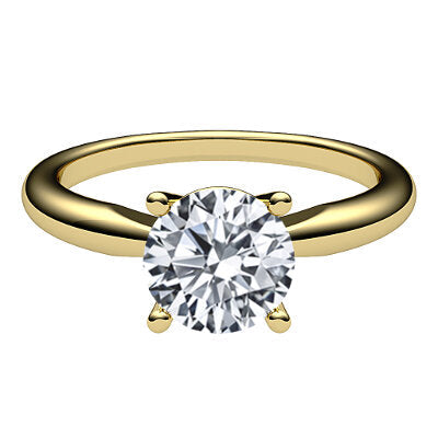 Simple Flat Round Solitaire Classic band 4 Prongs