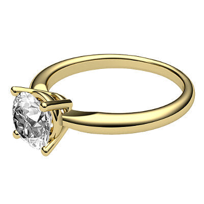 Simple Flat Round Solitaire Classic band 4 Prongs