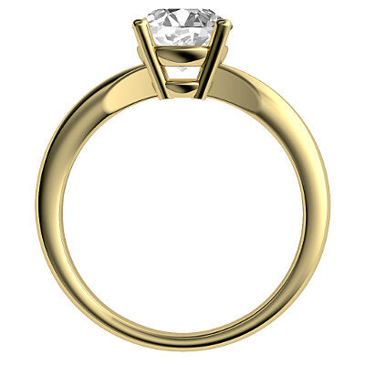 Simple Flat Round Solitaire Classic band 4 Prongs