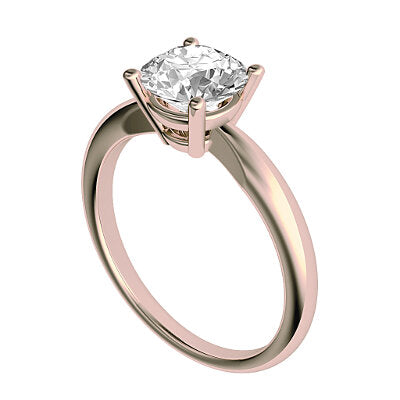 Simple Flat Round Solitaire Classic band 4 Prongs