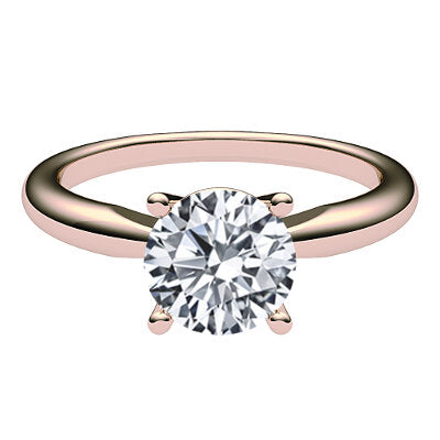 Simple Flat Round Solitaire Classic band 4 Prongs