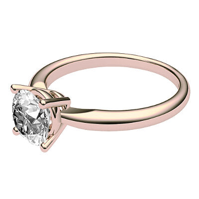 Simple Flat Round Solitaire Classic band 4 Prongs