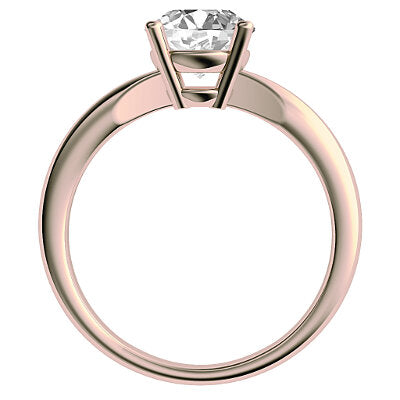 Simple Flat Round Solitaire Classic band 4 Prongs