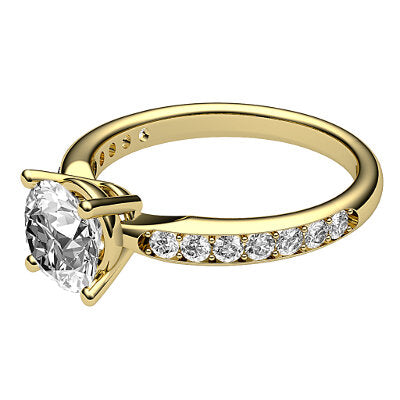 Simple Flat Round Solitaire Half diamond band 4 Prongs