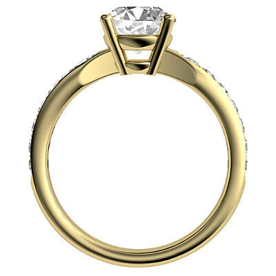Simple Flat Round Solitaire Half diamond band 4 Prongs