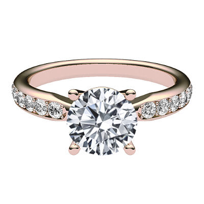Simple Flat Round Solitaire Half diamond band 4 Prongs
