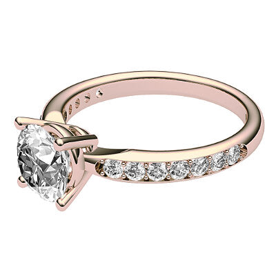 Simple Flat Round Solitaire Half diamond band 4 Prongs
