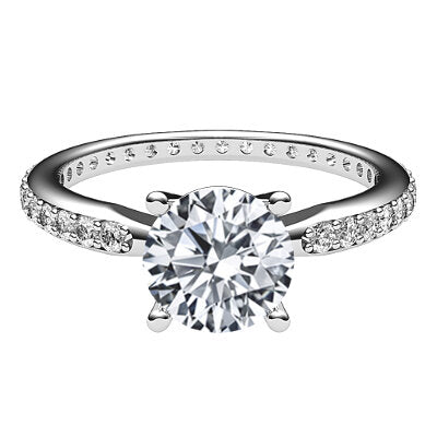 Simple Flat Round Solitaire Full diamond band 4 Prongs