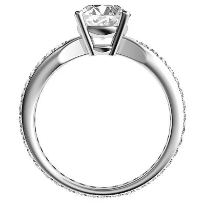 Simple Flat Round Solitaire Full diamond band 4 Prongs