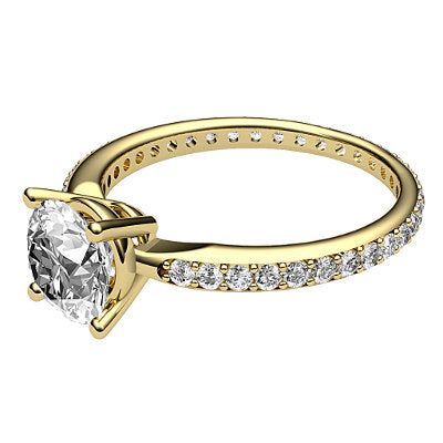 Simple Flat Round Solitaire Full diamond band 4 Prongs