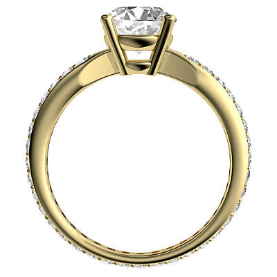 Simple Flat Round Solitaire Full diamond band 4 Prongs