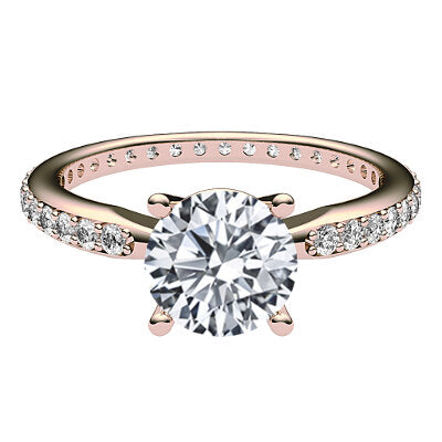 Simple Flat Round Solitaire Full diamond band 4 Prongs