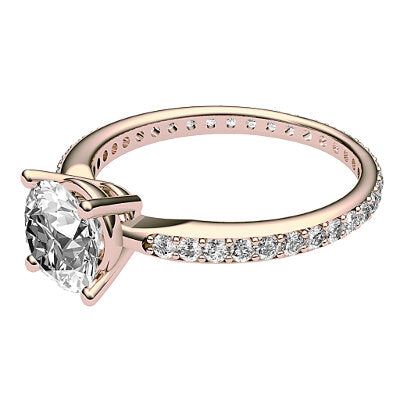 Simple Flat Round Solitaire Full diamond band 4 Prongs