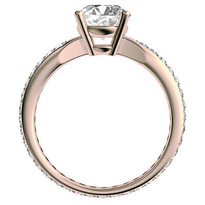 Simple Flat Round Solitaire Full diamond band 4 Prongs