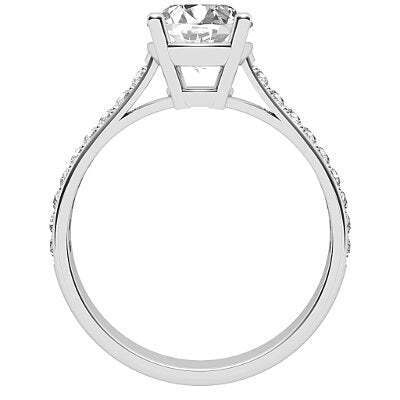 Vittoria Round Solitaire Half diamond band 4 Prongs