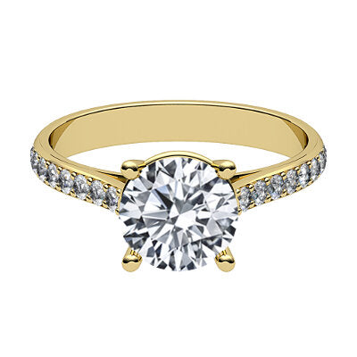 Vittoria Round Solitaire Half diamond band 4 Prongs