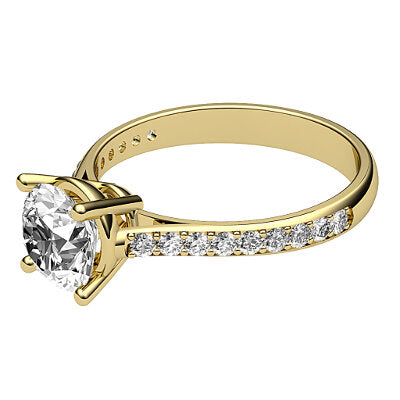 Vittoria Round Solitaire Half diamond band 4 Prongs